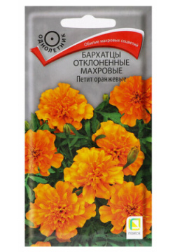 Семена цветов Бархатцы отклоненные махровые "Петит"  оранжевые 0 4гр ПОИСК