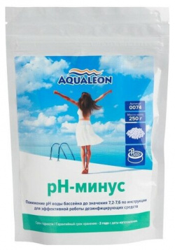 Регулятор pH минус Aqualeon для бассейна гранулы  zip пакет 250 гр