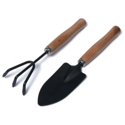 Набор садового инструмента  2 предмета: рыхлитель совок длина 26 см деревянные ручки Greengo