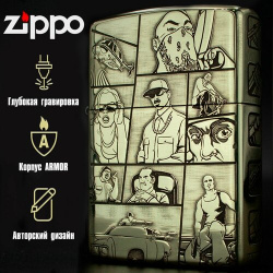 Зажигалка бензиновая Zippo Armor с гравировкой Grand Theft Auto 