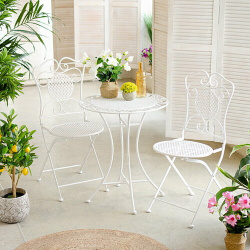 Edelman Комплект садовой мебели Ферарра: 1 стол + 2 стула  белый *