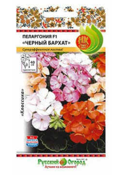 Семена цветов Пеларгония "Черный бархат"  смесь 5 шт Русский Огород