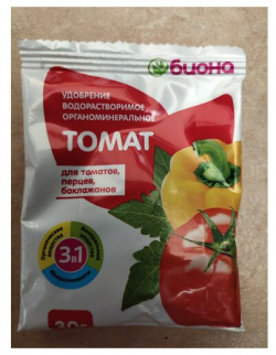 Удобрение Томат 3 в 1 Биона  Водорастворимое органоминеральное универсальное для томатов перцев баклажанов