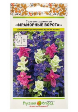 Семена  Цветы Сальвия "Мраморные ворота" смесь (30 штук) Русский Огород