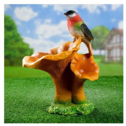 Садовая фигура "Гриб рыжик с птичкой" 20х22х32см Хорошие сувениры 