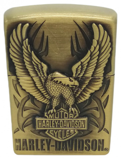 Зажигалка газовая Харлей Дэвидсон Harley Davidson  цвет золотистая Без бренда