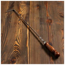 Кочерга узбекская с деревянной ручкой  матовая 40/1 см полная длина 62 сталь 3 мм 5164423 Шафран