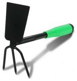 Мотыжка комбинированная  длина 29 см 3 зубца пластиковая ручка зелёная Greengo