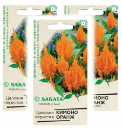 Комплект семян Целозия Кимоно Оранж перистая Саката серия Элитная клумба х 3 шт  Гавриш