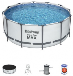 Каркасный круглый бассейн Steel Pro Max 366х122см Bestway 56420 с картриджным фильтром  тентом и лестницей