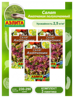Комплект семян Салат Анапчанин полукочанный х 3 шт  Агрофирма АЭЛИТА