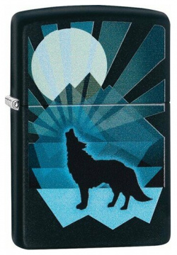 Зажигалка ZIPPO Wolf and Moon с покрытием Black Matte  латунь/сталь чёрная матовая 38x13x57 мм