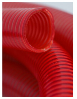 Шланг напорно  всасывающий 32 мм (1 1/4") 10 атм (усиленный) гофрированный морозостойкий ПВХ от 40С до 60С защита УФ красный 10м НОВЭМ