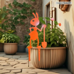 Садовые фигуры "Муравьишка с лопатой"  цвет оранжевый 46 см сталь фигурки для сада НАЮ