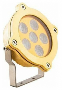 Накладной подводный светодиодный светильник SLW 07 6W IP68 6LED белый холодный 6000К латунь  длина провода 2м Нет бренда