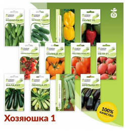 Набор семян овощей Хозяюшка 1 от Семена Маркет 12 упаковок / Огурцы  томаты и другие сорта
