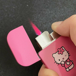 Газовая зажигалка аниме Hello Kitty Хеллоу Китти розовая / подарок девушке Helloy 