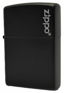 Зажигалка бензиновая ZIPPO Classic с покрытием Black Matte  латунь/сталь чёрная фирменным логотипом матовая