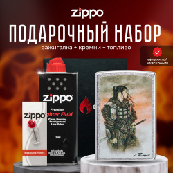 Зажигалка ZIPPO Подарочный набор ( бензиновая 49767 Luis Royo + Кремни Топливо 125 мл ) 