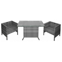 Комплект мебели трансформер wicker стол и 2 кресла искусственный ротанг серый Altero Stroy 