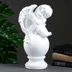 Фигура "Ангел спящий на шаре" белый 15х19х40см Хорошие сувениры 
