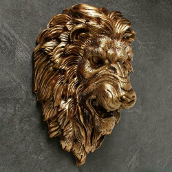 Подвесной декор "Голова льва" золото  23х35х52см Хорошие сувениры
