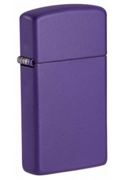 Зажигалка ZIPPO Slim с покрытием Purple Matte  латунь/сталь фиолетовая матовая 29x10x60 мм