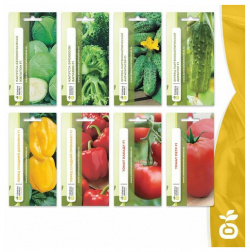 Набор семян овощей №8 Семена Маркет (8 пакетов + 1 пакет подарок) 
