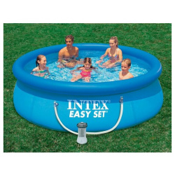Бассейн надувной 305х76 см с фильтр насосом 1 25 м3/ч  для детей от 6 ти лет голубого цвета INTEX
