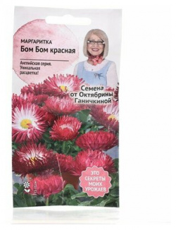 Семена цветов Маргаритка "Бом Бом красная"  10 шт (комплект из 32 шт) АгроСидсТрейд