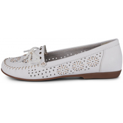 Мокасины Rieker L6396 80 Практичные белые туфли из мягкой натуральной кожи