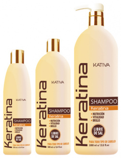 Укрепляющий шампунь с кератином для всех типов волос (500 мл) Kativa (Перу) 65808413
