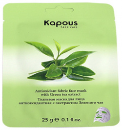 Тканевая антиоксидантная маска для лица с экстрактом Зеленого чая Kapous (Россия) 2612
