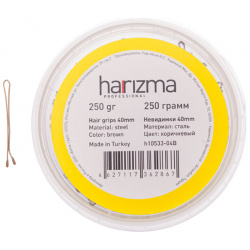 Невидимки 40 мм прямые коричневые Harizma (Германия) h10533 04B