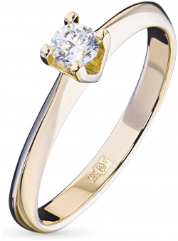 Кольцо из желтого золота с бриллиантом э0301кц04203137 ЭПЛ Даймонд 2050014235156