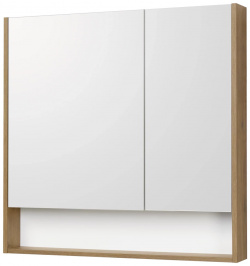 Зеркальный шкаф 85x85 см белый матовый/дуб рустикальный Акватон Сканди 1A252302SDZ90 