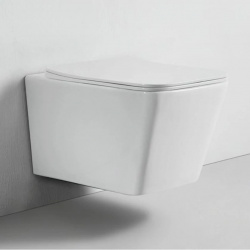 Унитаз подвесной Bond Cube F04 10 безободковый  с сиденьем микролифт белый глянец