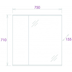 Зеркальный шкаф 75x71 см мрамор/камень бетонный L/R Onika Марбл 207524