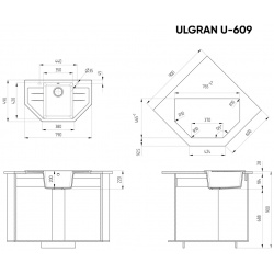 Кухонная мойка Ulgran темно серый U 609 309