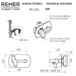 Гигиенический душ Remer Infinity I60VO со смесителем  бронза