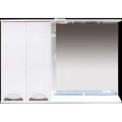 Зеркальный шкаф Misty Куба П Куб 01120 011Л 120x80 см L  с подсветкой выключателем белый глянец