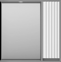 Зеркальный шкаф Brevita Balaton BAL 04080 01 01П 77 6x80 см R  с подсветкой выключателем белый матовый/серый матовый