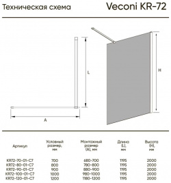 Неподвижная перегородка 80 см Veconi Korato KR72B 01 C7 прозрачное