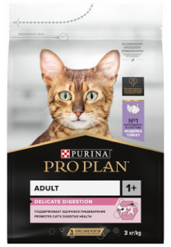 PRO PLAN DELICATE / Сухой корм ПРО ПЛАН для взрослых кошек при чувствительном пищеварении с индейкой 75512