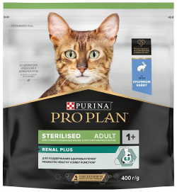 PRO PLAN STERILISED / Сухой корм ПРО ПЛАН для взрослых кошек поддержания здоровья почек после стерилизации с кроликом 87307