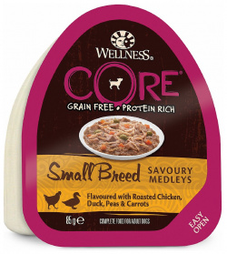 CORE Dog Small Breed Savoury Medleys Chicken Duck / Консервы Кор для собак Мелких пород Курица Утка запеченая с горошком и морковью (цена за упаковку) 10453