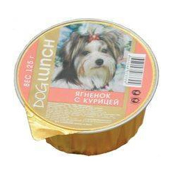 Dog Lunch / Консервы ДогЛанч для взрослых собак Ягненок с Курицей крем суфле (цена за упаковку) 55191