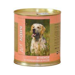 Dog Lunch / Консервы ДогЛанч для взрослых собак Ягненок с потрошками и рисом в желе (цена за упаковку) 55185