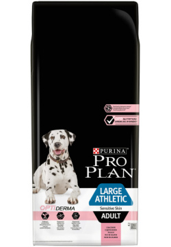 PRO PLAN OPTI DERMA / Сухой корм ПРО ПЛАН для взрослых собак крупных пород с атлетическим телосложением чувствительной кожей лососем 75612