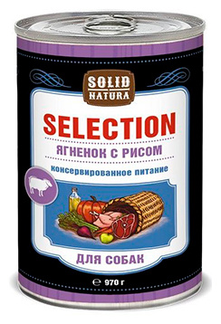 Solid Natura Selection / Консервы Солид Натура для собак Ягненок с рисом (цена за упаковку) 8908